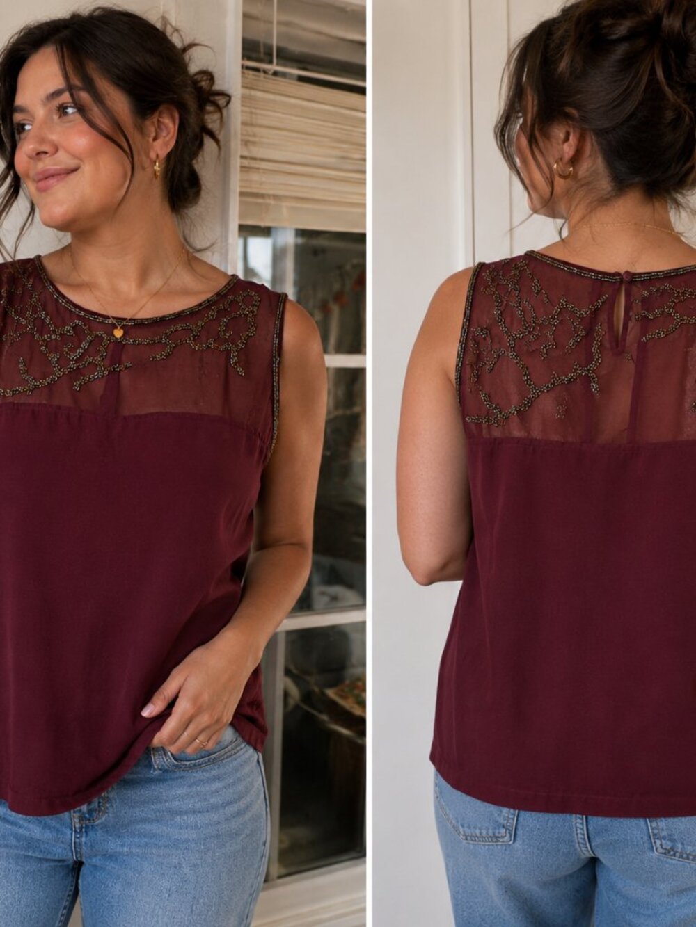 Twik Deep Purple Embellished Top
